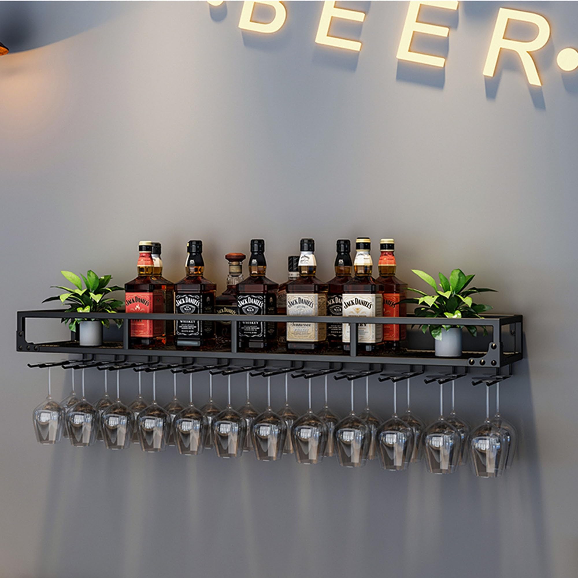 Amazon.co.jp: ミニバーキャビネット用ガラスホルダー付きブラック