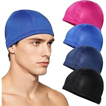 4 Pcs Swim Caps Nylon Spandex Fabric for Women Men