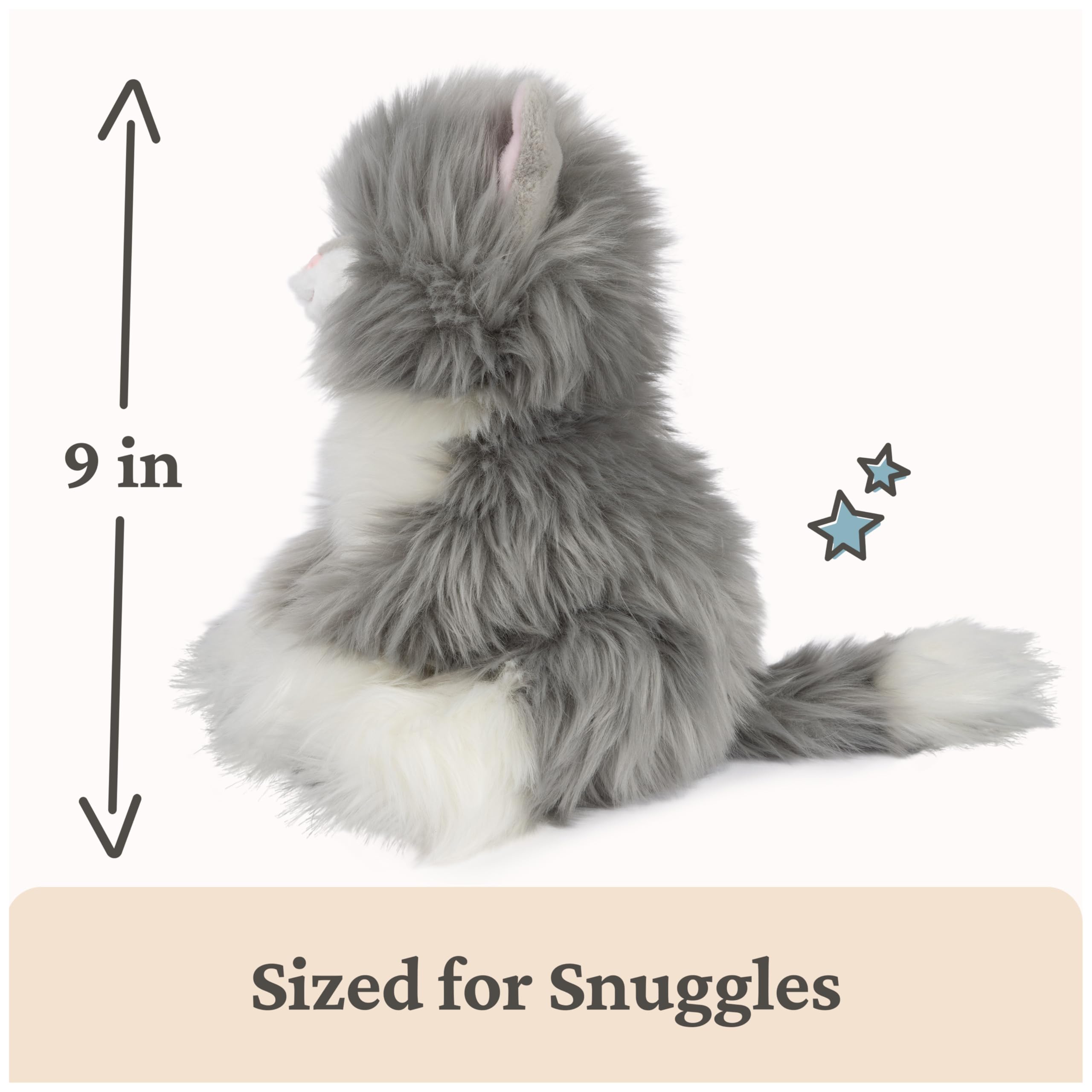NANQUAN GUND Camilla Kitten Plush, Premium Cat Stuffed Animal for Ages 1 And Up, Gray/White, 9"