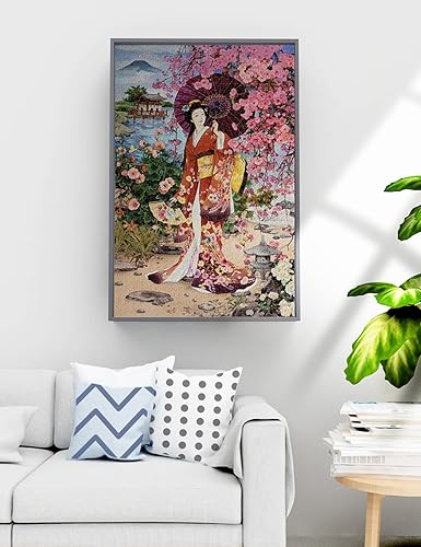 Miniatura 2 de 1000 piezas de madera rompecabezas rojo cereza kimono belleza