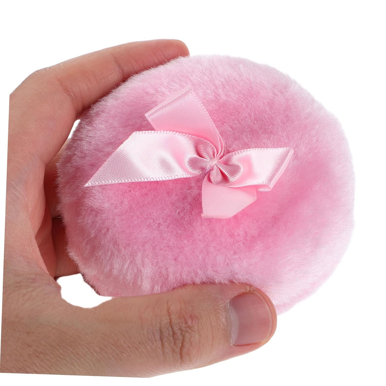 Extra Large Fluffy Soft Powder Puff with Glass Container for Makeup Body Powder Applicator Comfortable Use Durable Materials Adorned with Decorative Ribbon for Women