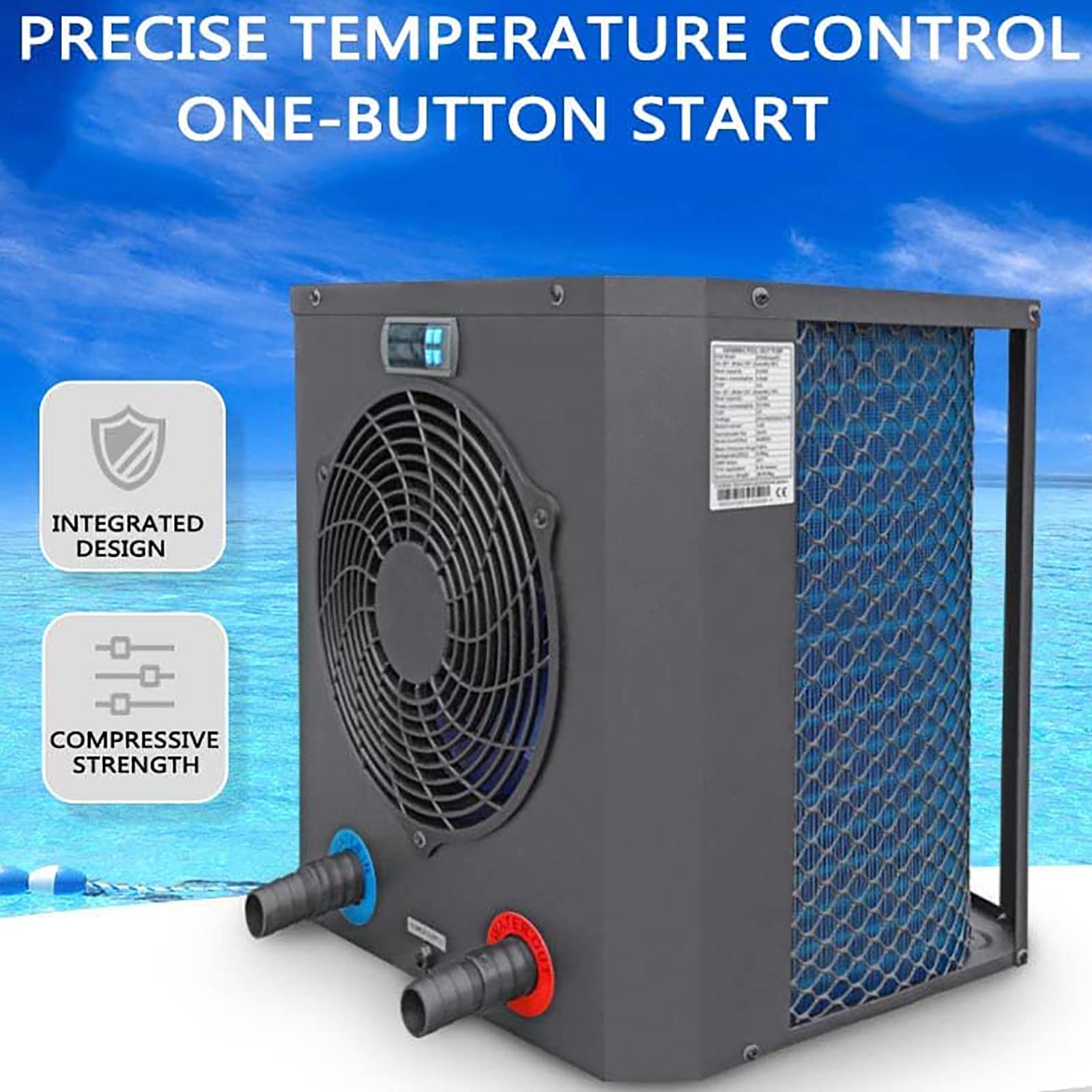 Pompa di calore per piscina con controllo Wi-Fi e termostato a risparmio energetico per un comfort durante tutto l'anno