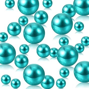 Lake Blue Vase Filler | 300PCS Pearls Bead for Centerpieces Vases | 8/14/20 mm No Hole Beads, Fake Pearls for Wedding Birthday Anniversary Theme Party Christmas Table Centerpieces Decor