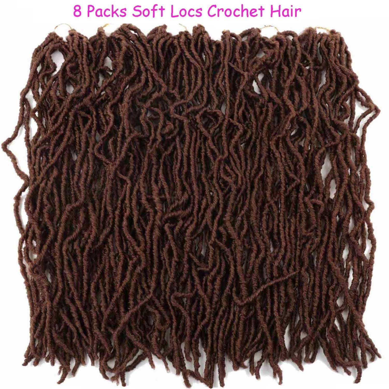 8 Packs Soft Locs Crochet Hair Pre Looped 20 Inch Faux Locs Crochet Braids for Butterfly Locs Dreadlocs Synthetic Hair For Black Women (30#, 20 Inch (Pack of 8))
