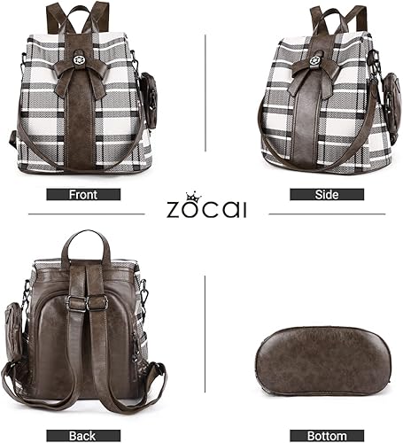 Miniatura 5 de ZOCAI - Bolso tipo mochila para mujer, de moda, con función antirrobo, de piel sintética, mochila de día, bolso al hombro, bolso tipo cartera