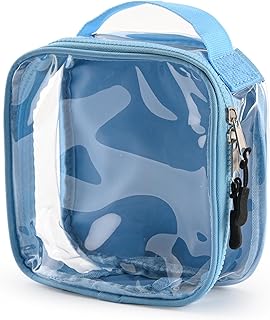 TSA Approved 1 Quart Clear Toiletry Bag/Transparent Liquids Pouch/Travel Cosmetic Bag for Women Carry On Makeup Bag with Zipper 3-1-1 Compliant for Airport Security (Lake Blue)