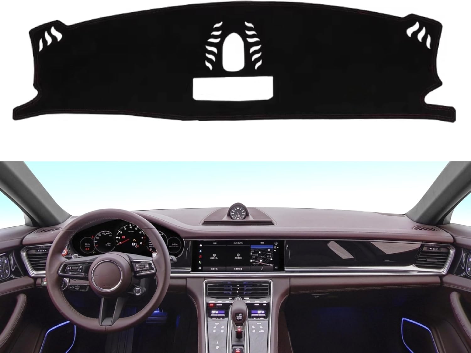 Car Dashboard Cover Mat Carpet Compatible for 2017 2018 2019 2020 2021 2022 2023 Porsche Panamera (Without HUD,with Compass) Dash Mat Sunshade Windshield Glare Black
