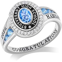 Custom Class Ring with Year Grad School Name for Men Women | 925 Sterling Silver Personalized Mens Class Ring Perfect High School Graduation Gift for 2026