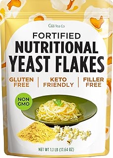 Gya Tea Co Fortified Nutritional Yeast Flakes 1.1lb (17.64 Oz) Dairy Free, Premium Vegan Cheese Substitute, Source Of Protein & Vitamins - Non-GMO, Keto-Friendly, Gluten Free