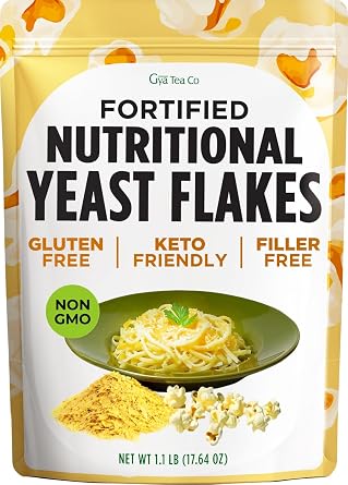 Gya Tea Co Fortified Nutritional Yeast Flakes 1.1lb 17.64 Oz Dairy Free, Premium Vegan Cheese Substitute, Source Of Protein & Vitamins - Non-GMO, Keto-Friendly, Gluten Free