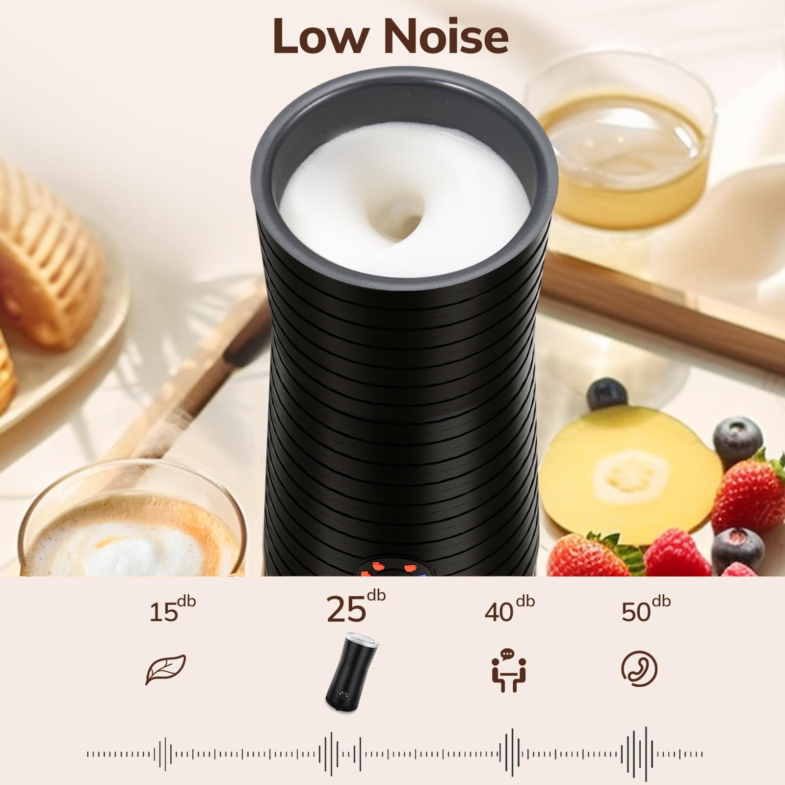 Morpilot Mousseur à Lait Électrique 4 en 1 à Mousse Chaude et Froide et Chauffe-lait, Emulsionneur Automatique 400W 240ml pour Cappuccino Macchiato Latte
