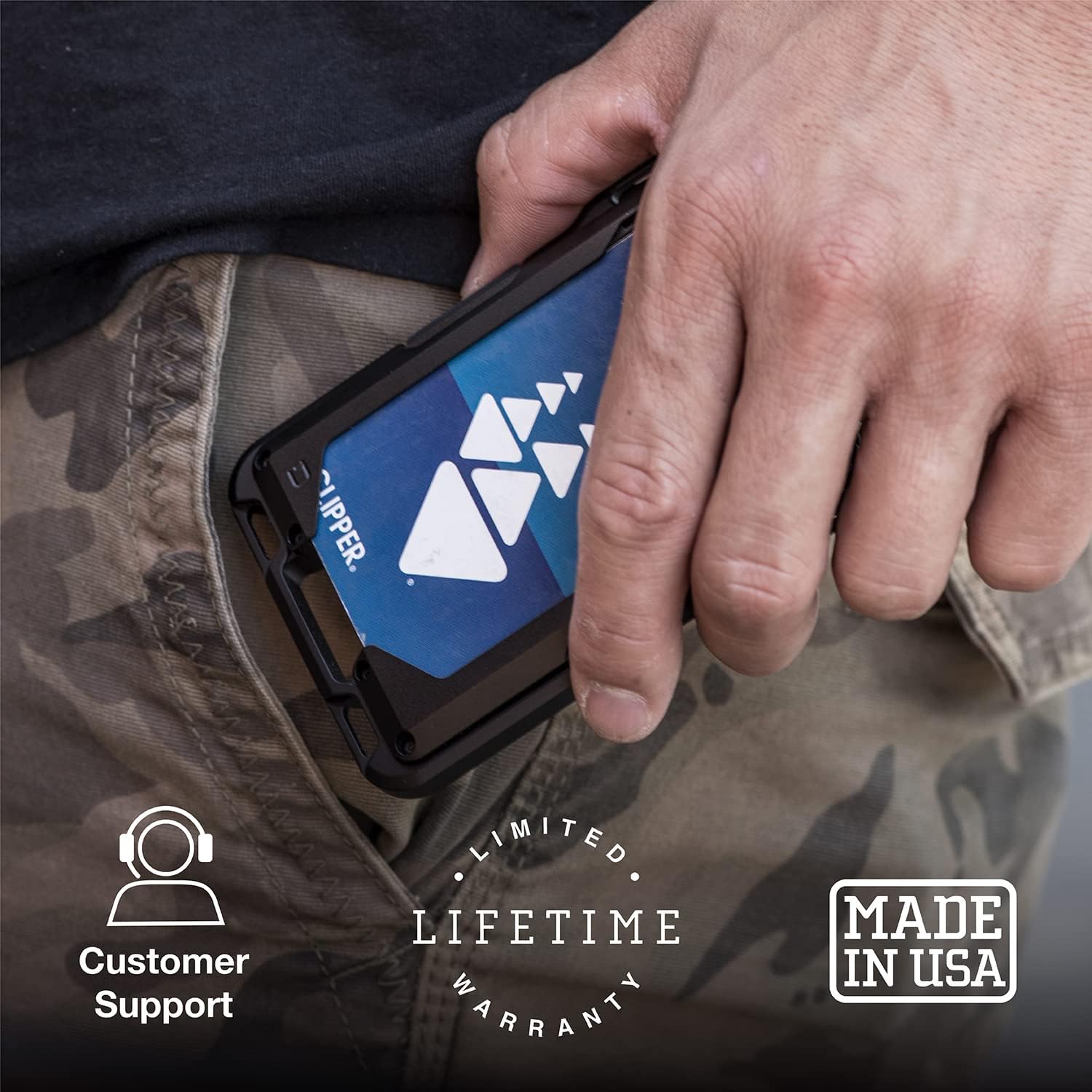 Dango M1 Maverick Rail EDC Wallet - Made in USA - All-Metal, Minimalist, Slim, RFID Blocking