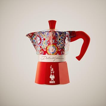 Bialetti Dolce & Gabbana Moka Express for 3 Cups, Direct Flame Type Coffeemaker, Espresso Maker, Makinetta