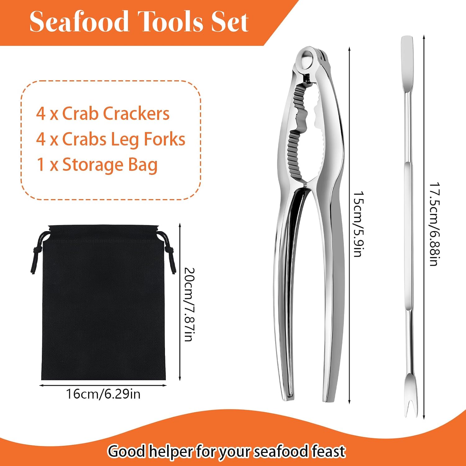 8 Pcs Crab Crackers and Tools Set, Crab Leg Cracker Tools for Seafood Nut