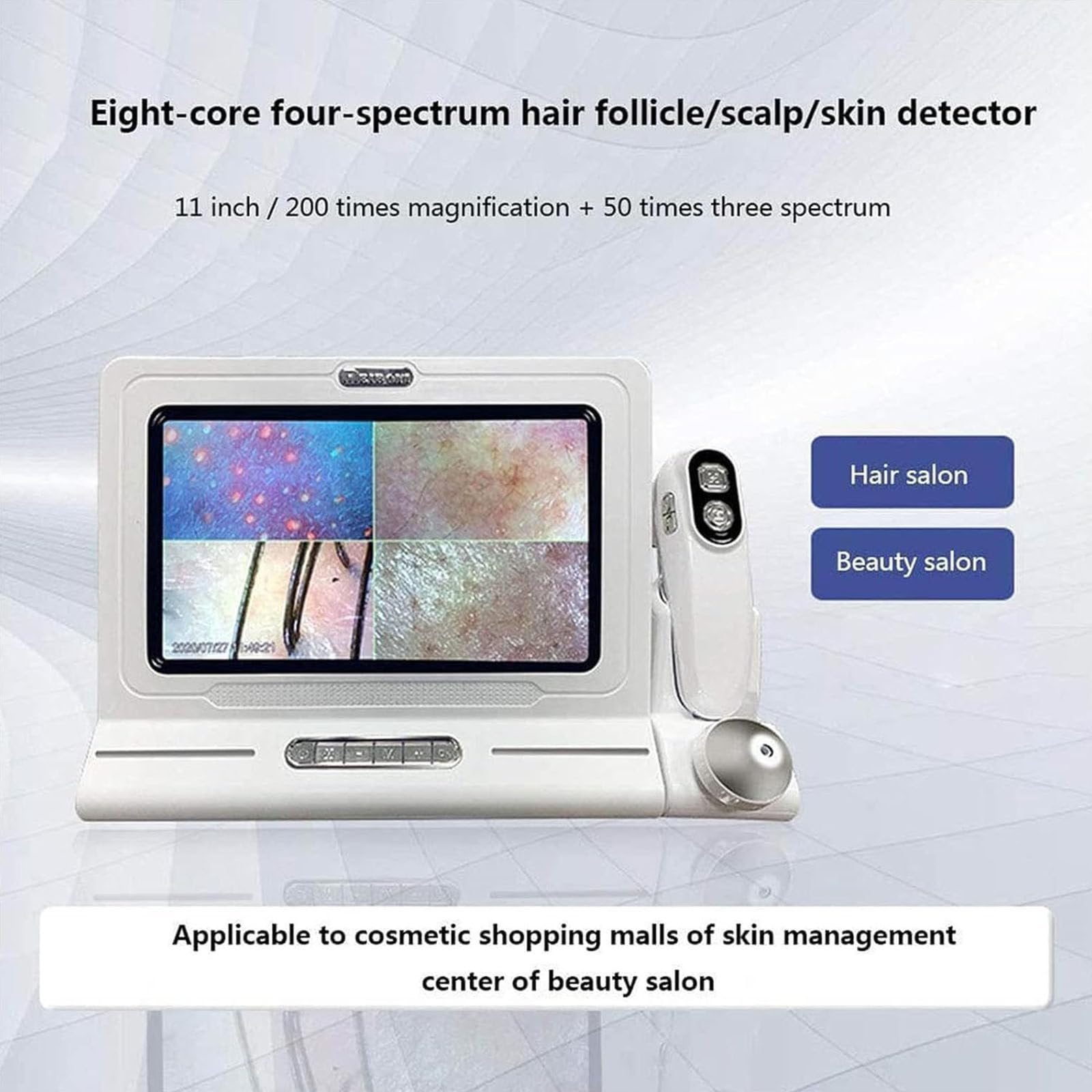 Analizzatore Capelli E Pelle Microscopio Digitale LCD 11 in Portatile per Rilevatore Cuoio Capelluto,Rilevatore di umidità Olio per Follicoli Piliferi Tester per Pigmenti Pelle