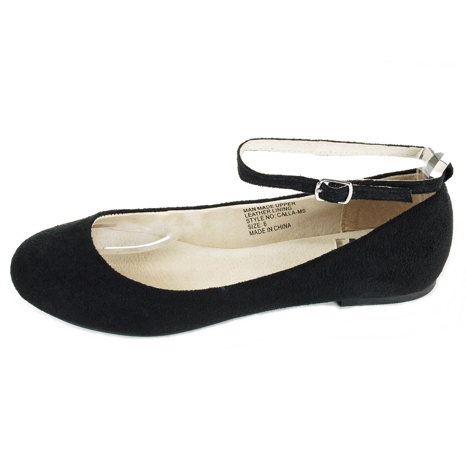 alpine swiss Ballerine Calla con cinturino alla caviglia foderate in pelle scamosciata da donna
