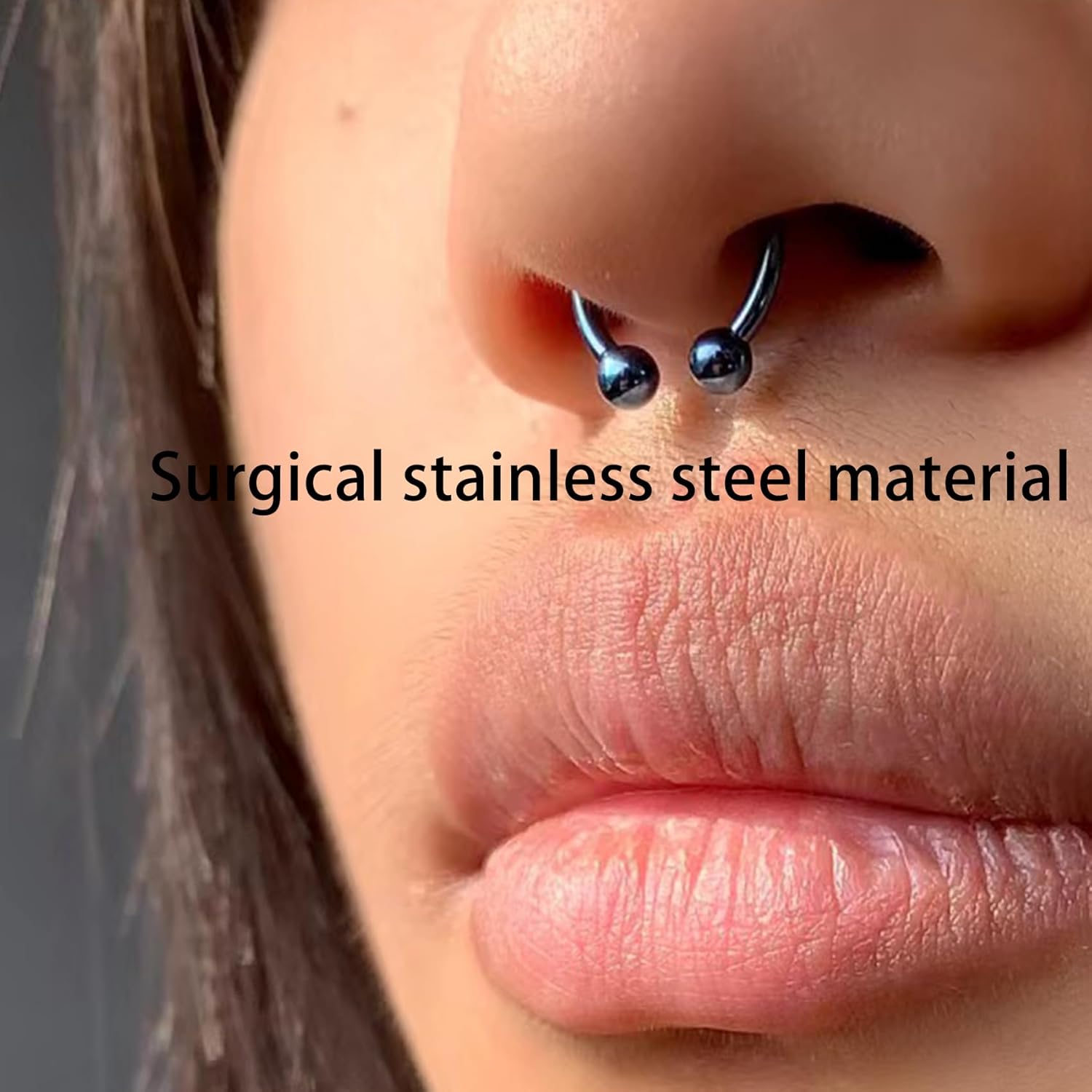 Gidemen 16G Horseshoe Rings Surgical Steel Nose Septum Horseshoe Hoop Earring Eyebrow Tragus Lip Rings Daith Helix Piercing Jewelry for Women Men 6-12mm Smily Piercing Jewelry - Image 4