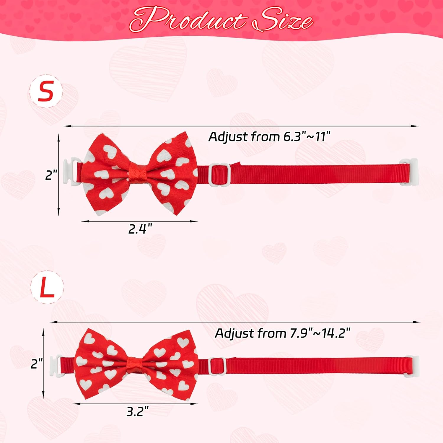 Small Pet Valentine's Day Costume for Bunny Guinea Pig Valentines Day Rabbit Top Hat with Red Love Heart Décor Rabbit Valentines Bow Bandana Small Animal Bow Collar Scarf 4Pcs S image 4