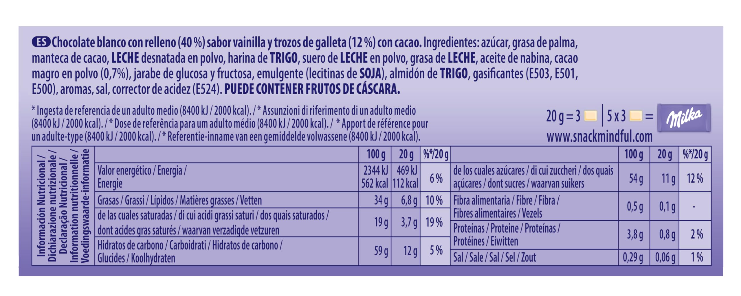 Milka Oreo Tableta de Chocolate Blanco con Trozos con Galleta Oreo y Relleno de Vainilla, 100 g