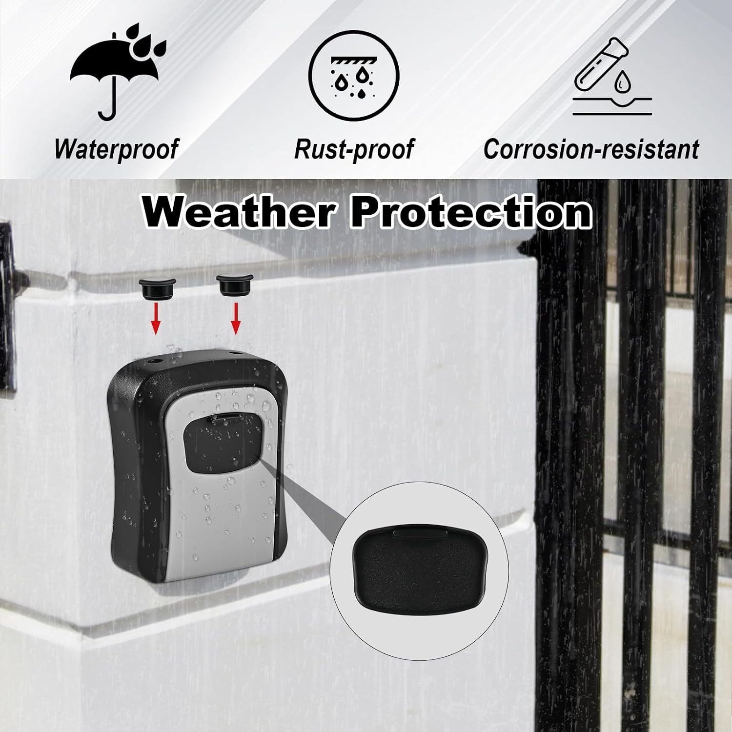 6 PCS L Large Key Lock Box, 4.5”x3.7”x1.5” Waterproof Kirsite Combination Lockbox for Keys Outdoor, Portable Key Lock Box Wall Mount with Code (L Size, Gray)