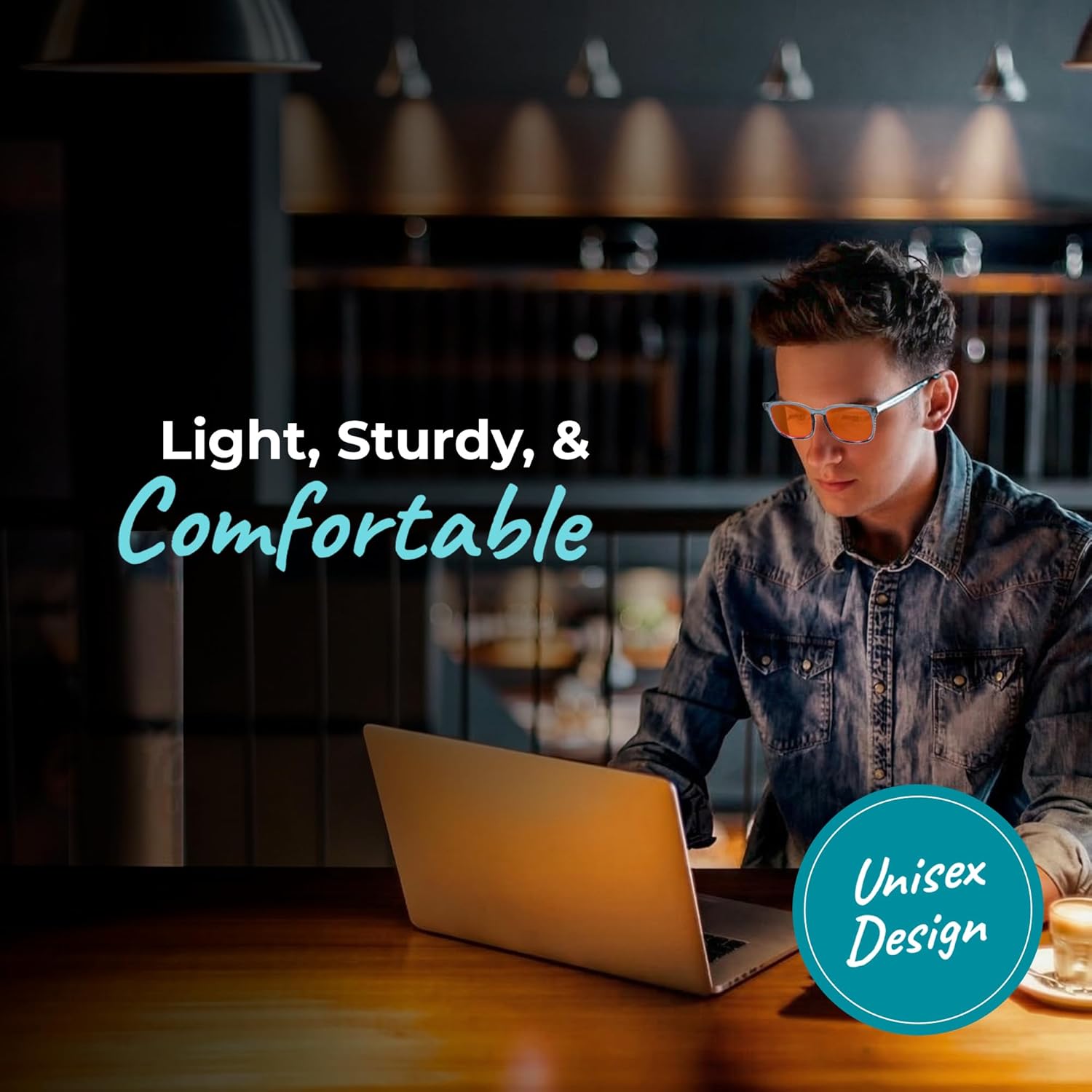 Sleep ZM Blue Light Blocking & Light Sensitivity Glasses - 8 Lens Types for Comfort, Relaxation, Sleep & Relief - 50+ Styles - Blue Wayfarer - Orange SleepAid Lens