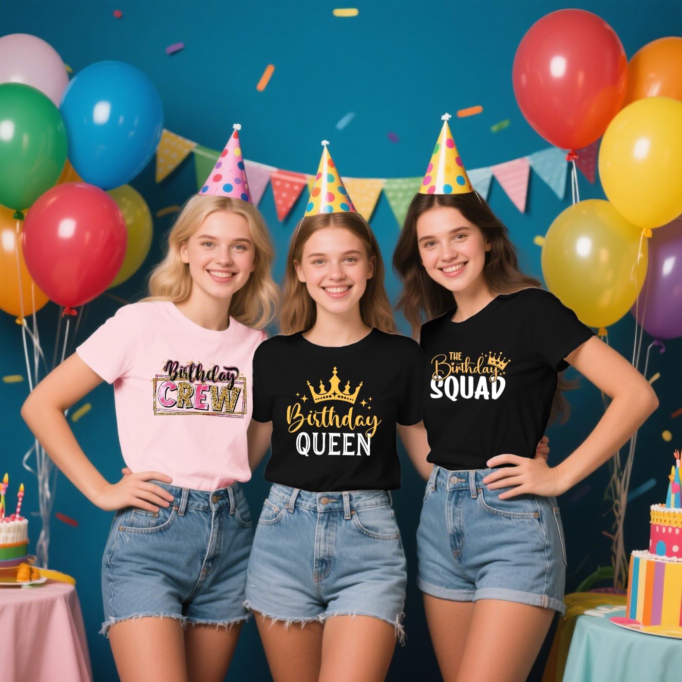 Women Birthday Shirts Birthday Queen T-Shirt B-Day Party Crew Squad Top image 3