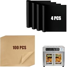 104PCS Air Fryer Liners Parchment Paper for Emeril Lagasse 26 QT Air Fryer | 100PCS Unbleached Parchment Paper Disposable with 4 PCS AirFryer Oven Liners for Emeril Lagasse Air Fryer Accessories