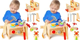 Wooden Tool Set for Kids 2 3 4 5 Year Old, 29Pcs Educational STEM Toys Toddler Montessori Toys for 2 Year Old Construction Preschool Learning Activities Gifts for Boys Girls Age 2-4 1-3 (Pack of 2)