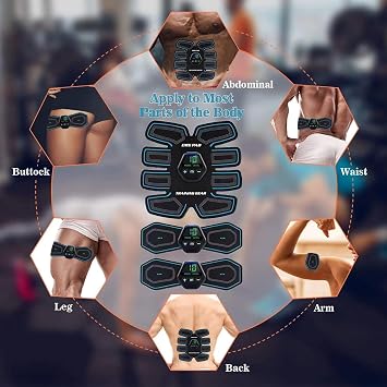 ABS Trainer Muscle Stimulator,EMS Muscle Stimulator Machine for Men And Women,AB Machine with 10 Modes & 20 Intensities,14 High-Adhesive Gel Stickers,ABS Stimulator for Abdomen/Leg/Arm