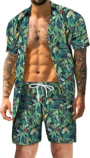 Cocila Traje Compatible with Motorista Hombre Conjunto De Pantalones Cortos Estampados De Camisa De Manga Corta Abotonada Informal De Playa Informal De Primavera Y Verano para Hombre Pajaritas Nara