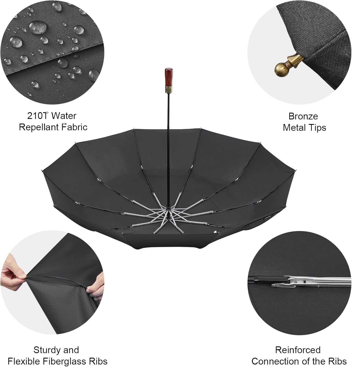 G4Free 54 Inch Large Compact Windproof Golf Umbrella for Rain Oversized Auto Open Close Folding Travel 10 Ribs Vented Double Canopy Umbrella for Women Men - Image 5