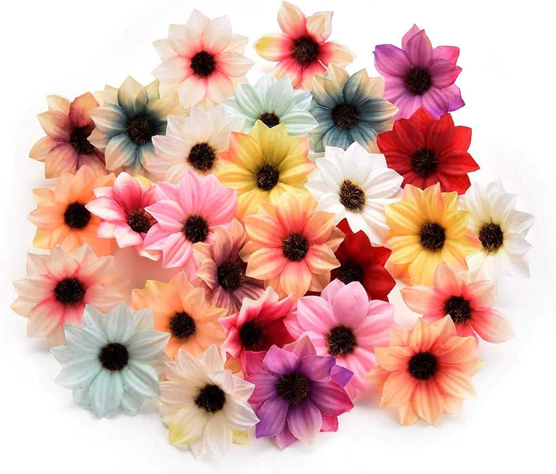 Sowist Silk Flowers in Bulk Wholesale Rose Artificial Silk Daisy Rose Flowers Wall Heads for Home Wedding Decoration DIY Wreath Accessories Craft Fake Flower 80Pcs 5cm (Multicolor)