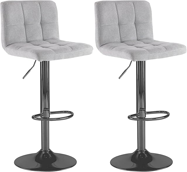 Neo® 2X Fabric Cuban Swivel Bar Stools with a Matt Black Legs (Grey)