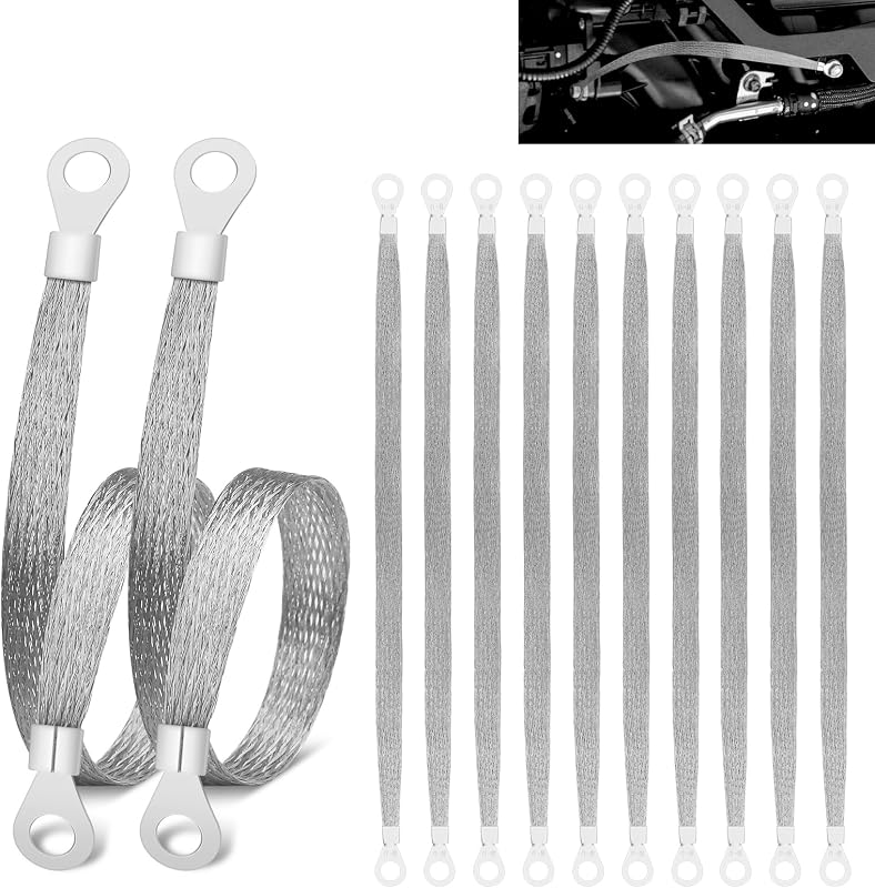 Cinta de aterramento automotivo trançada em cobre estanhado OXDFK, 25,4 cm, 6 mm – Kit com 12 unidades