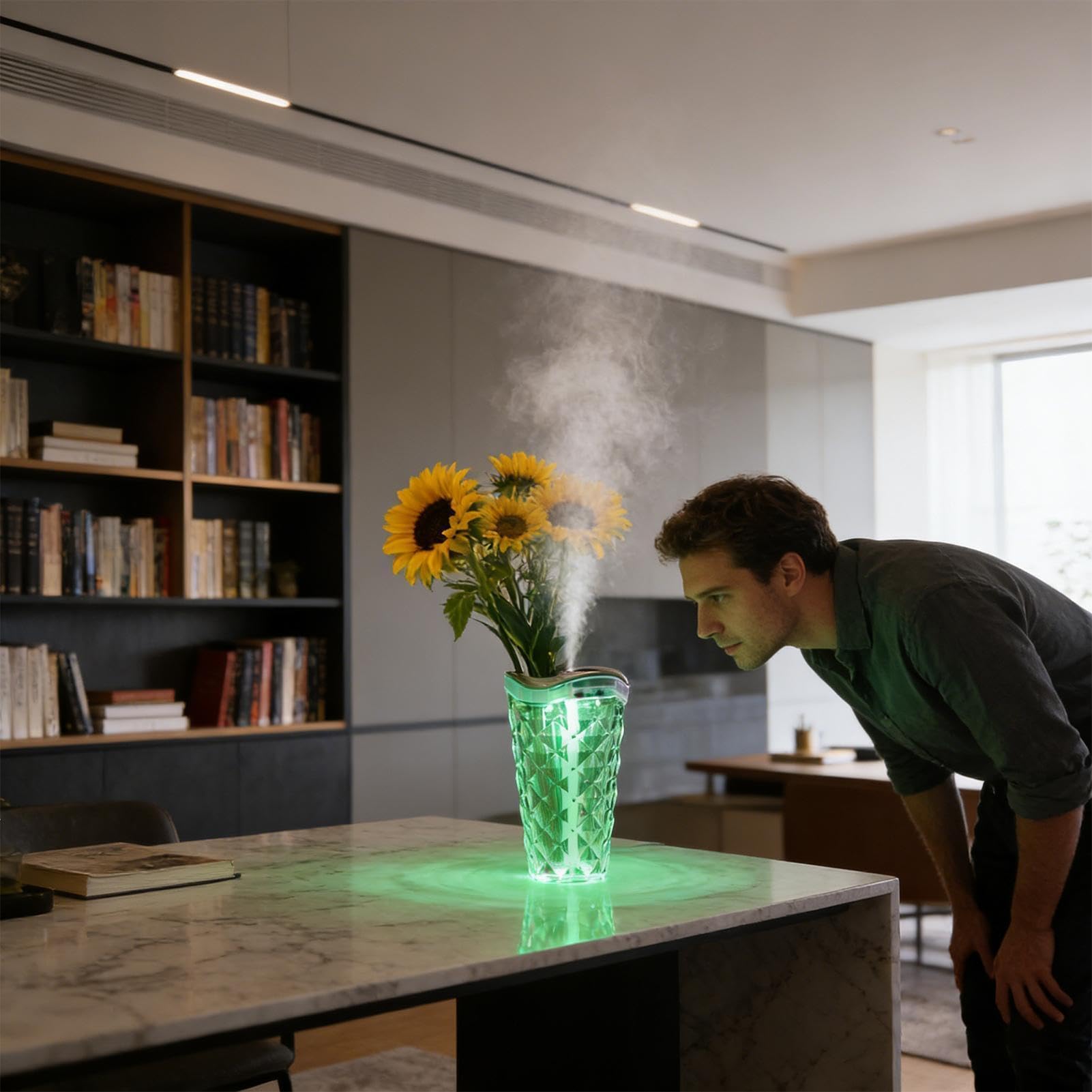 Umidificatore per la casa, 800 ml, moderno, con illuminazione ambientale