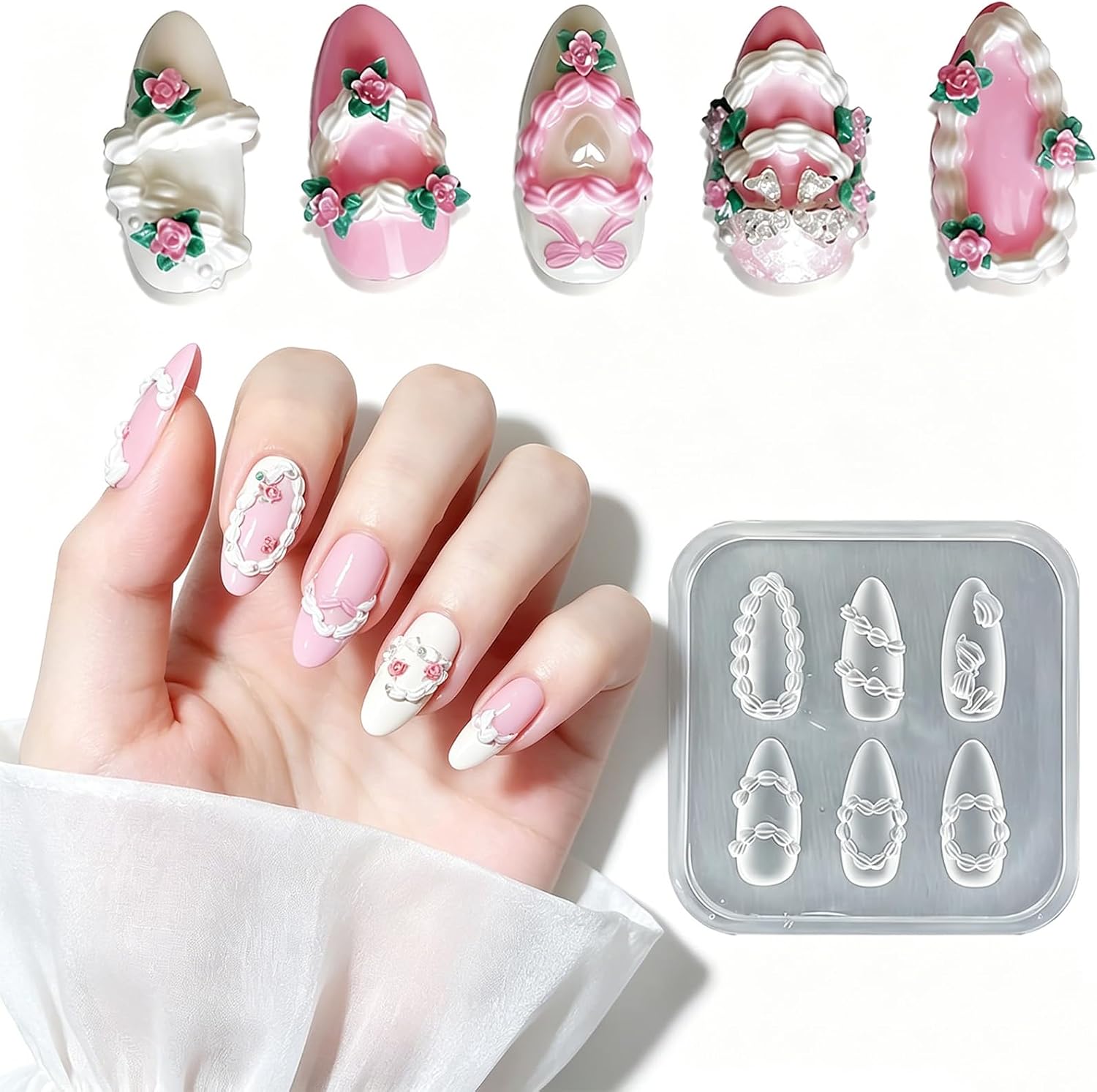 3D Cake Theme Nail Mold Tools, Nail Art Piping Mold Accessories, Silicone Mold DIY Cake Decoration Dessert Treats for Nails