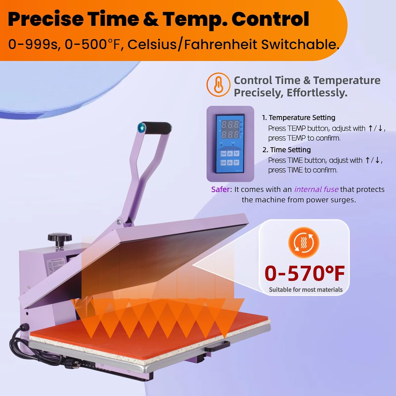 16x24 Heat Press Machine for T Shirts, 1.8-2kw, 72.77lbs High Pressure, Slide Out Sublimation Heat Transfer Press Suitable for Small Business or Family. (Purple, 16x24 Manual)