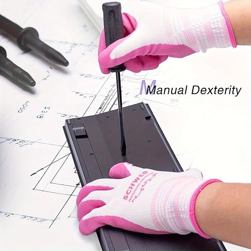 Vista 11 de Schwer 16 pares de guantes de jardinería para mujeres y mujeres, guantes de jardín con revestimiento de goma transpirable, para trabajo