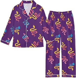 Pajamas Set Silky Satin Pajamas Soft Sleepwear Button Down PJs Loungewear