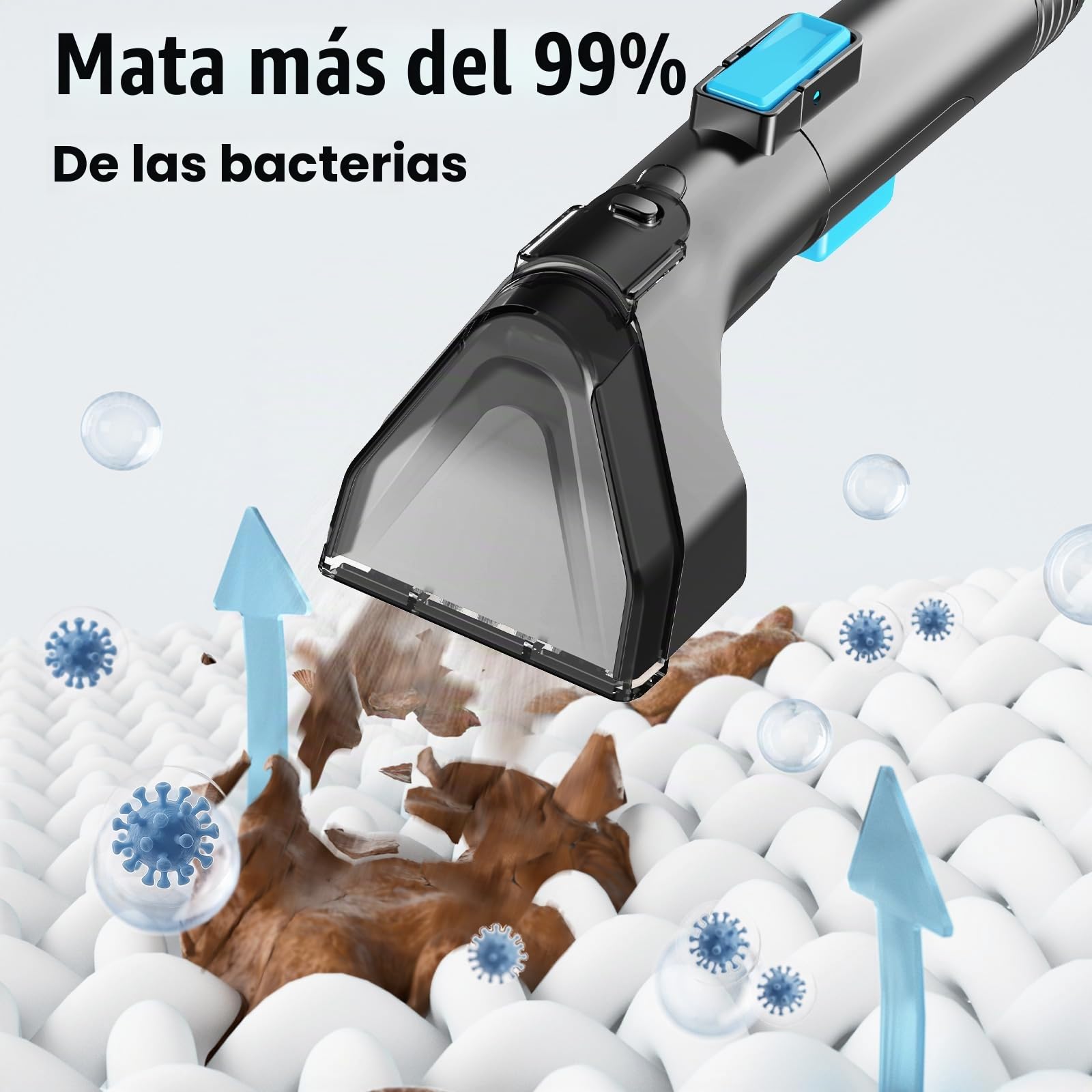 Aspiradora de Agua Tapiceria, 530 W, Limpiador de Tapicerias con Doble Deposito, Limpieza Rápida y Fácil, Ideal para Alfombras, Asientos, Sofás y Vehículos