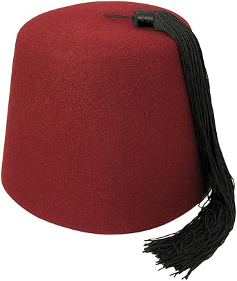 Village Hat Shop Maroon Fez with Black Tassel Large, Maroon/Black
