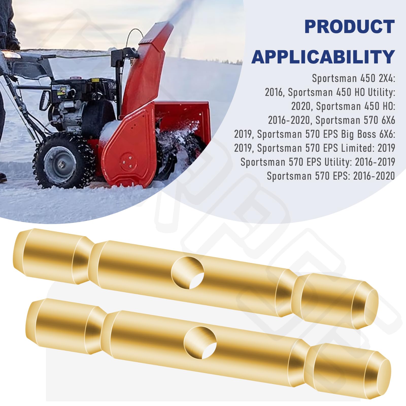 Lot de 4 goupilles de cisaillement Glacier Pro 2205063 compatibles avec Polaris ATV Chasse-neige Glacier Pro 2015-2019 Sportsman, arbre de verrouillage multi-usage à double extrémité