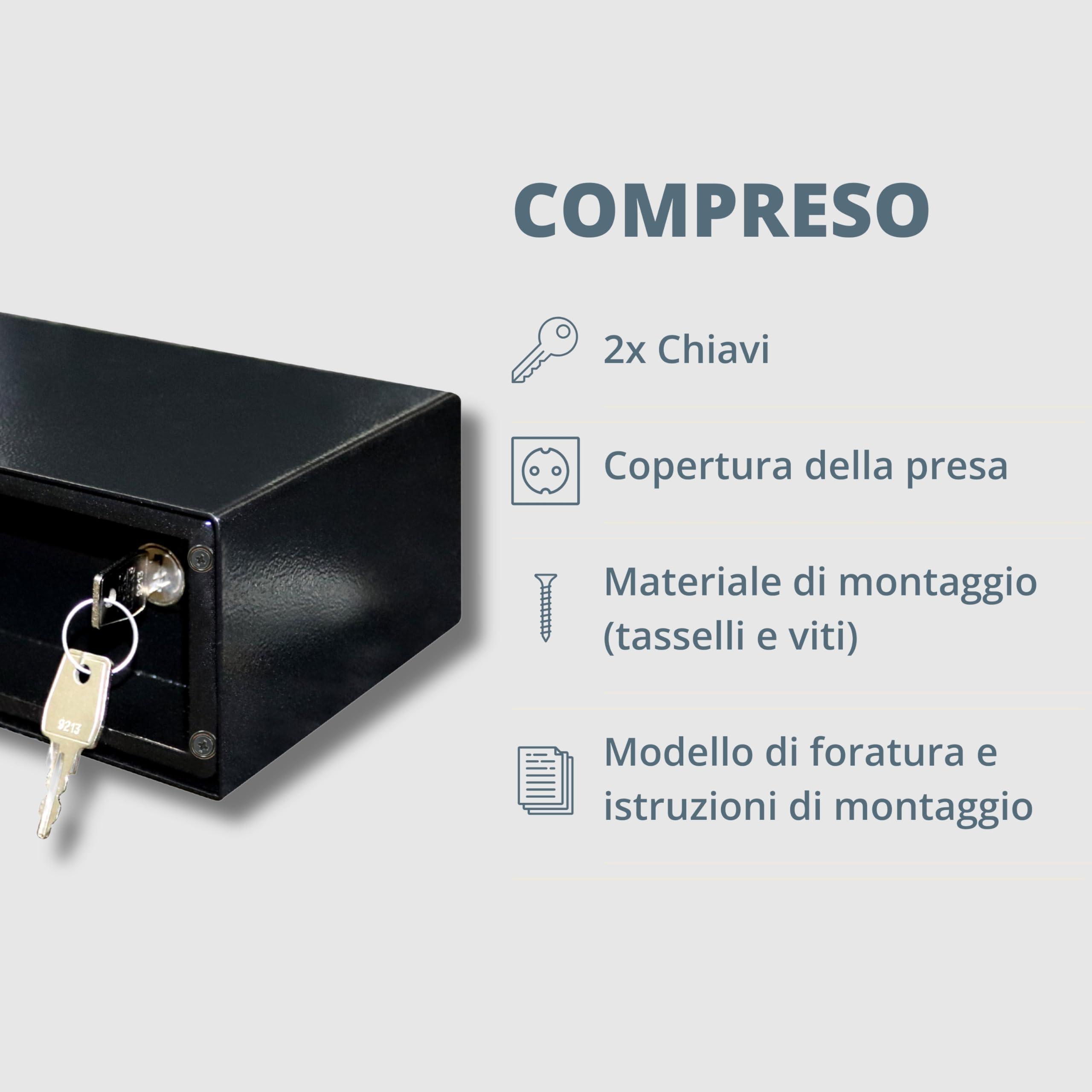 Cassaforte per prese elettriche, con 3 prese finte, pannello magnetico e serratura speciale, cassaforte da parete per conservazione invisibile, scomparto segreto per denaro, orologi e