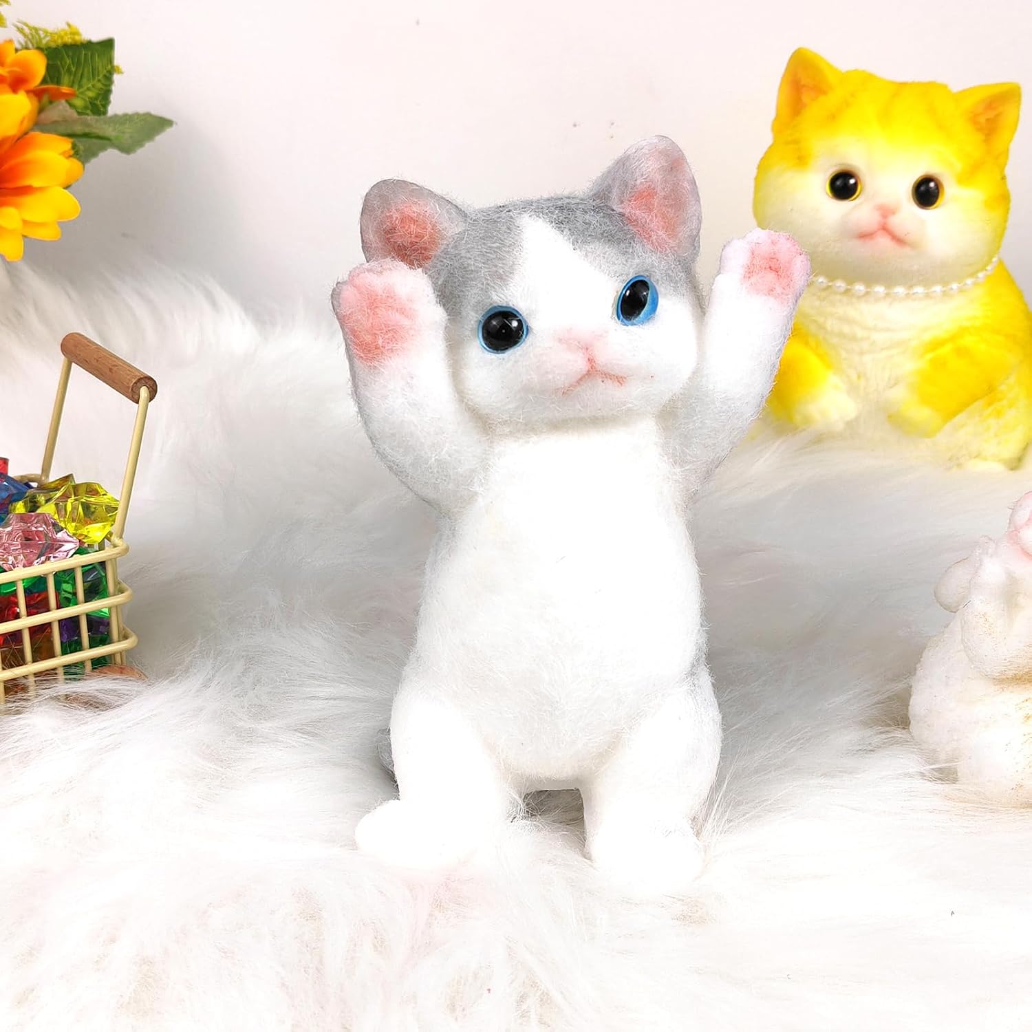 Big Hand Painted Cat Squishy Toys，Large Cute Ultra Soft Kitty Squeeze Fidget Toys for Stress Relief ,Kawaii Squishies Sticky Animal Toys for Adults Kids,Decompression Sensory Balls Toys for Autism