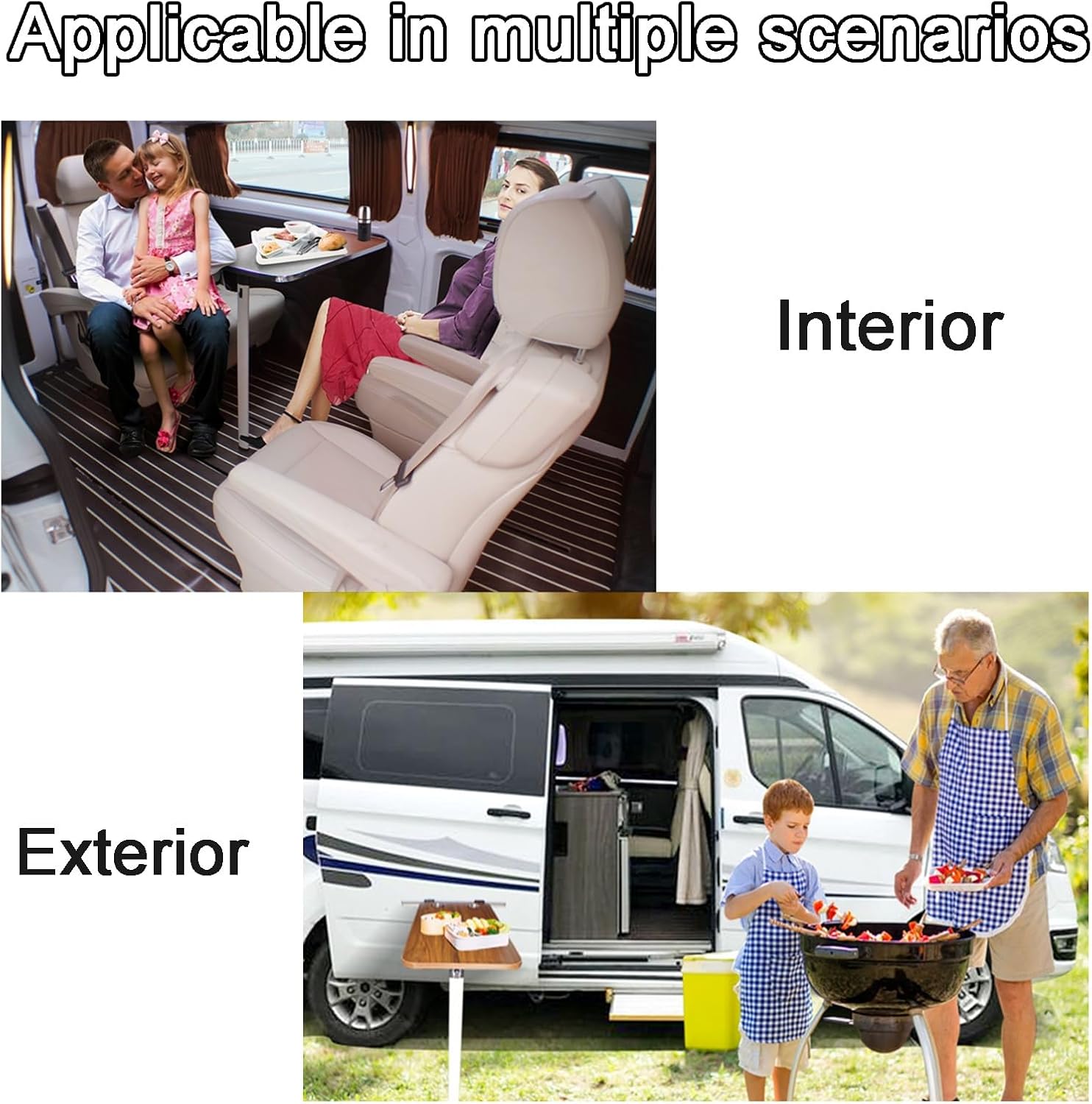 RV Wall Mounted Folding Table with Removable Side Function for Patio, Yacht, Caravan, and Room - Space-Saving Brown Design for Outdoor & Indoor Use