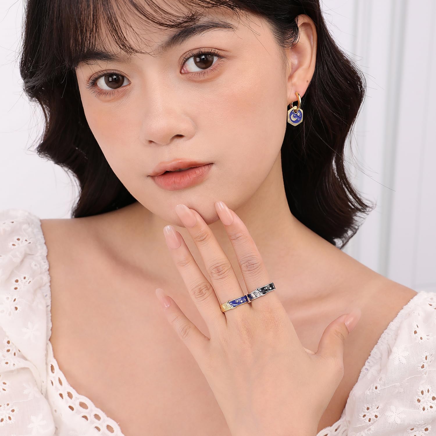 Meissa Celestial Sun and Moon Ring for Women 925 Sterling Silver Statement Ring Boho Jewelry Gold Plated Vintage Ring Size Adjustable Gold Band Thumb Ring Gift for Women Girls