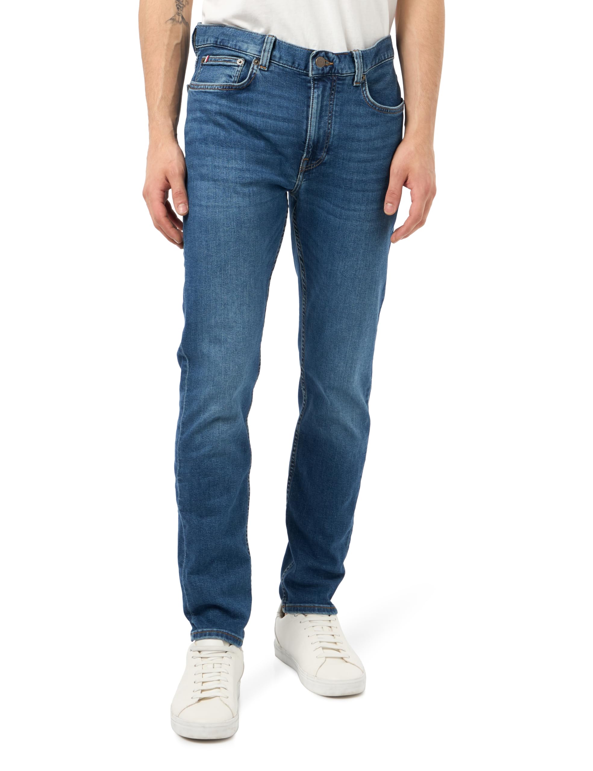 Tommy Hilfiger Men's CORE Bleecker MID Blue MW0MW39041 Slim, Denim, 34W / 30L
