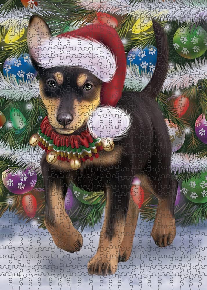 Christmas Trotting in The Snow Australian Kelpie Dog Jigsaw Puzzle for Adults - Animal Printed Interlocking Puzzle Game Artwork - Gift for Dog Lover's -1000 Pcs 29.5"x19.7", PZLE53635