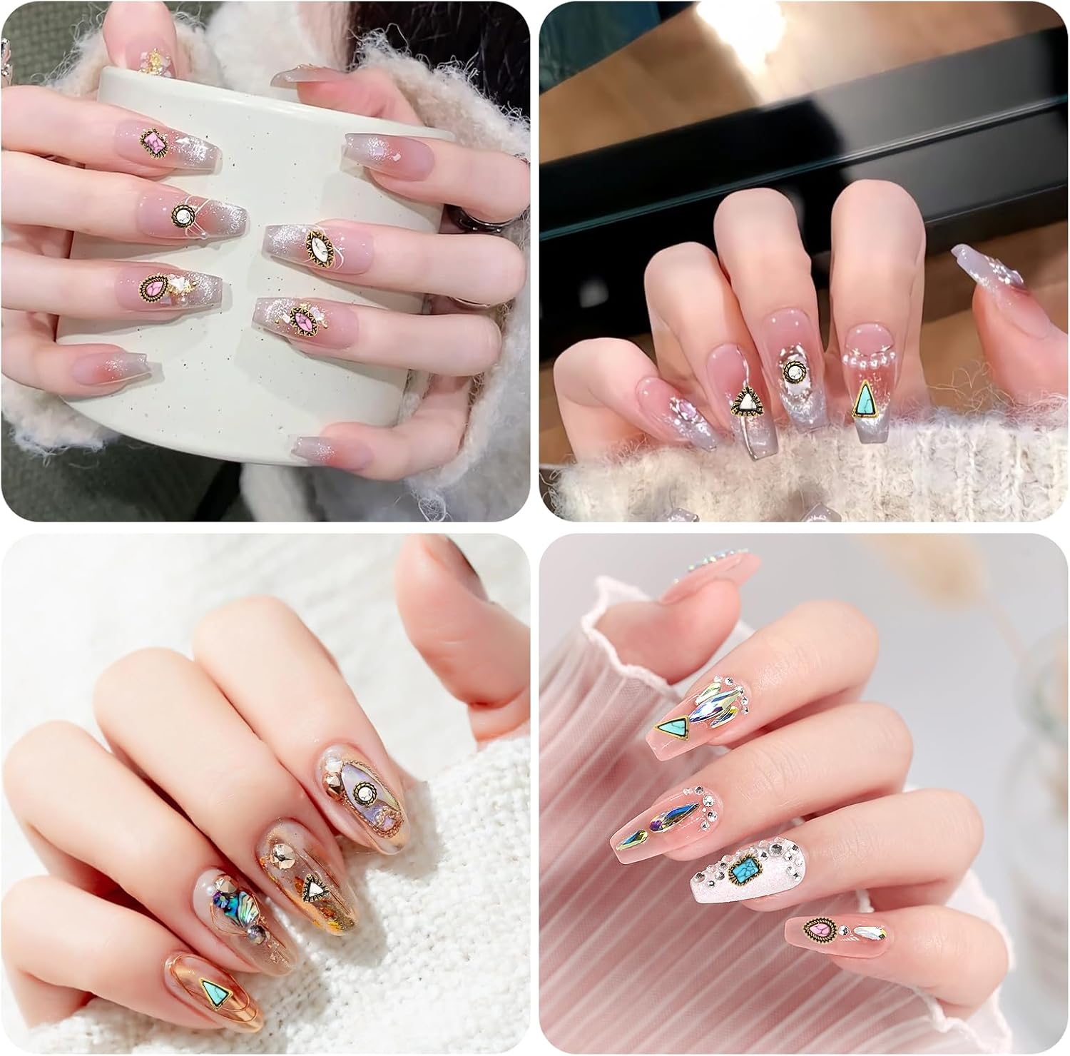 60 Pcs Turquoise Nail Charms Western Cowboy Nail Gems Charms 30 Styles Available, Western Retro, Suitable for Jewelry Making, Mobile Phone Cases, Pendants