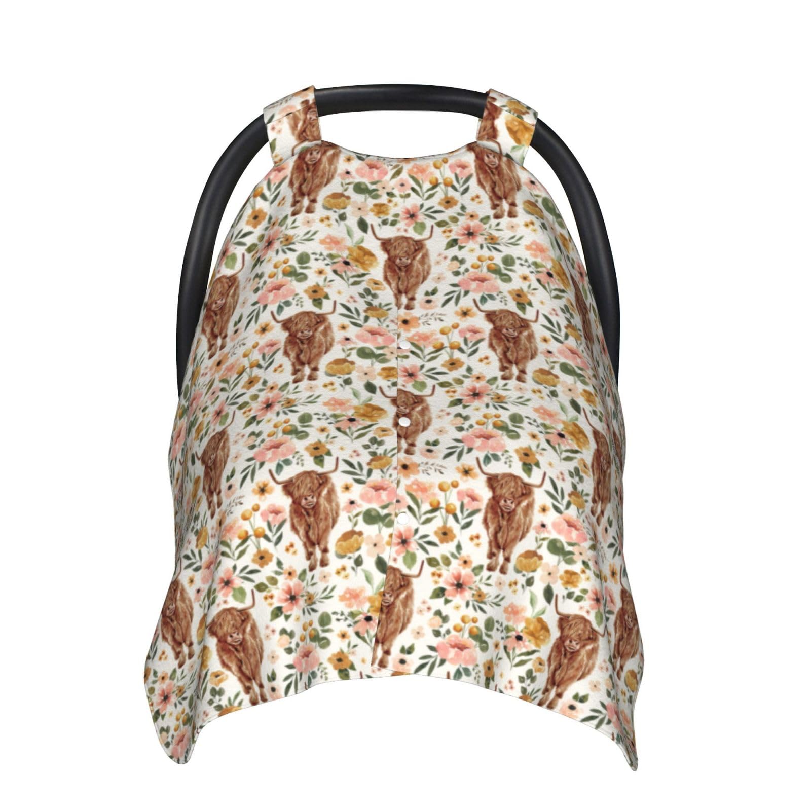 Highland Cow Baby Stuff Cow Print Baby Car Seat Cover, Highland Cow Nursing Cover for Newborn Car Seat Nursery Decor Mom Breastfeeding Covers Newborn Shower Gifts